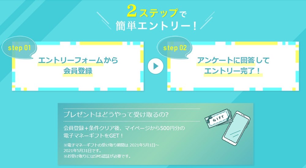 ハナユメの会員登録で500円分の電子マネープレゼント